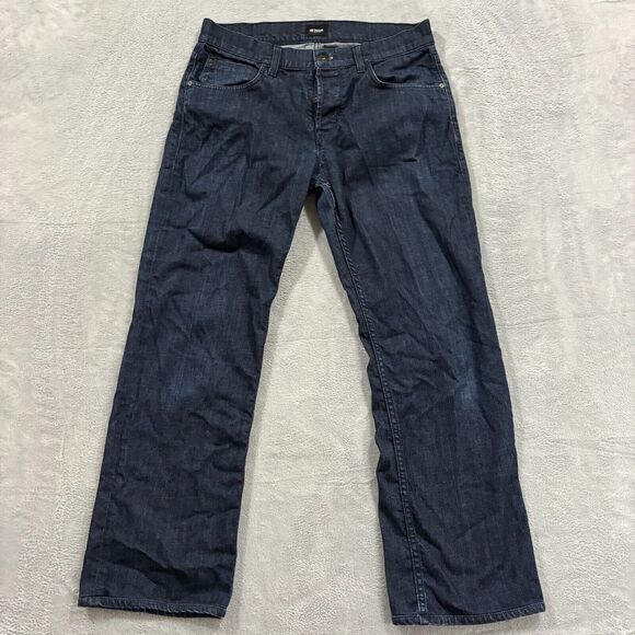 Hudson Wilde Jeans 32x29 Relaxed Straight Button Fly Cotton Blend Dark Wash MEns - Picture 1 of 9